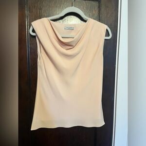 MM Lafleur Nora Peach Sleeveless draped neck blouse small